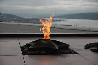 Eternal flame at the Alyosha monyment
