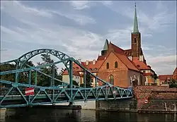 Tumski Bridge and Collegiate Church of the Holy Cross and St. Bartholomew