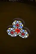 Stained glass, interior. Inspired by Bunting clover leaf map of Jerusalem, 1581