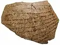 Late Sasanian ostracon with Book Pahlavi writing. Found at Qaleh Iraj in Varamin.[30]