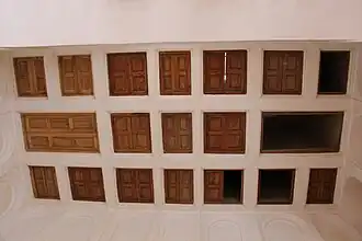 A windtower from below, interior view, showing that it is partly closed off