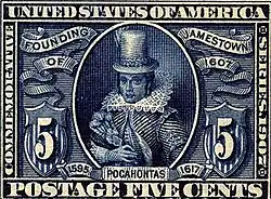 Pocahontas commemorative postage stamp of 1907