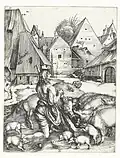 The Prodigal Son, 1496, copper engraving, 24.7&nbsp;×&nbsp;19.1&nbsp;cm (Rijksmuseum, Amsterdam)