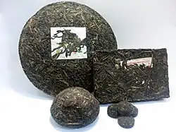 Various types of compressed teas