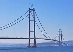 The Çanakkale 1915 Bridge on the Dardanelles strait, connecting Europe and Asia, is the longest suspension bridge in the world.[302]