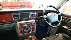 1997 Century driver's seat. The steering wheel design was adopted for various Toyota models throughout the 2000s.