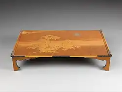 Japanese writing table; early 20th century; lacquered wood with silver fittings and various other materials; height: 12.3&nbsp;cm, length: 60.96&nbsp;cm, width: 36.83&nbsp;cm; Metropolitan Museum of Art (New York City)