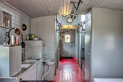 Interior of Virginian Railway Caboose #308 at the Princeton Railroad Museum in Princeton, West Virginia