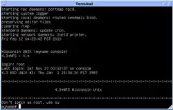 Black and white 4.3 BSD UWisc VAX Emulation Login screenshot