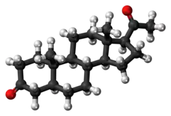 Ball-and-stick diagram of the same steroid