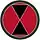 A Red circle with a Green outline and black hourglass at its center