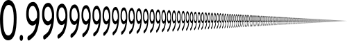Stylistic impression of the repeating decimal 0.9999..., representing the digit 9 repeating infinitely