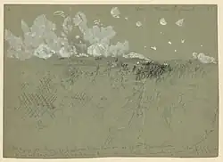 Union Army 9th Corps attacking Fort Mahone aka "Fort Damanation" sketch by Alfred Waud