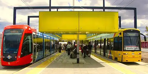 An Adelaide Metro Alstom Citadis and Flexity Classic