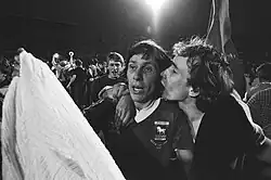 Arnold Muhren kissed by a fan