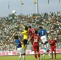 A view of ONGC Nehru Football Cup between India and Syria