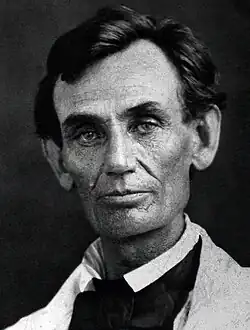 Head and shoulders portrait of a clean-shaven Lincoln