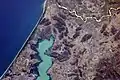 Aerial satellite imagery of Chilika lake