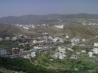 Al-Bahah City, located 2,155&nbsp;m (7,070&nbsp;ft) above sea level