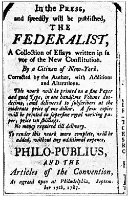 Ad for the Federalist.