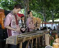Angklung calung performance in Frankfurt, Germany.