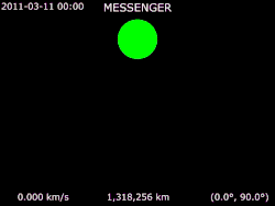 Animation of MESSENGER's trajectory around Mercury MESSENGER · Mercury