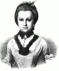Black-and-white portrait of Anna Katharina Schönkopf