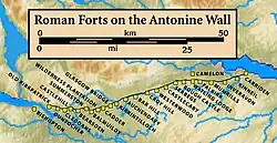 map of Antonine wall with forts