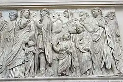 Relief depicting various relatives of Augustus dressed in togas