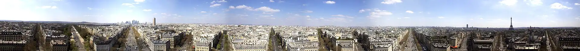 Paris seen from the rooftop terrace of the Arc de Triomphe