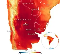 Heat wave intensification. Events like the 2022 Southern Cone heat wave are becoming more common.[278]
