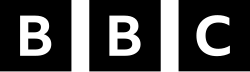 The white "BBC" letters in black boxes, typed in Reith, the BBC's corporate font