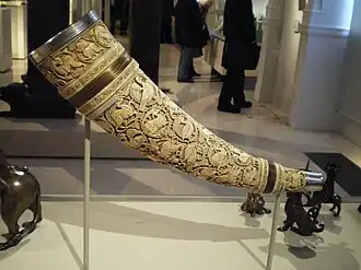 Oliphant in ivory with metal mounts, Italy (Amalfi or Salerno), 11th century