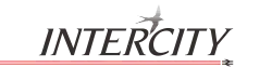 INTERCITY, italicised, with a swallow to the left leaving a red trail underlining the name and a tiny double arrow at the end (beneath the Y).