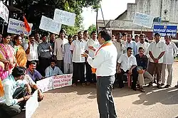 Bajrang Dal members protesting at St. Aloysius College, Mangaluru