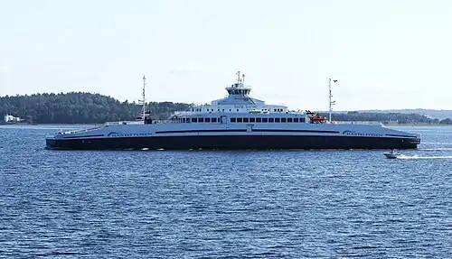 Bastø Fosen is a Norwegian ferry company that operates smaller ro-ro passenger car ferries on a short route between the towns of Horten and Moss in Norway.