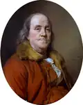 Joseph Duplessis portrait of Benjamin Franklin used on the $100 bill from Series 1928 until Series 1995