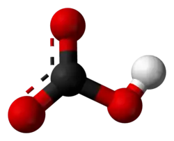 Ball and stick. model of a bicarbonate anion