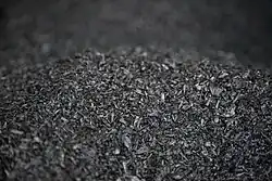 A large pile of biochar