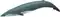 Blue whale illustration with a dark blue tail, a slightly lighter shade of blue overall, and a small dorsal fin close to the tail