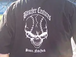 A black shirt with a skull in the middle with the text "Bleacher Creatures" on top and "Bronx, New York" below.