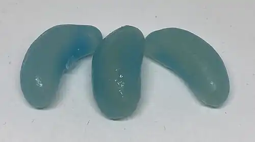 Blue haribo jelly beans. Raspberry flavour.