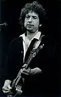 Dylan performing live onstage at Mini Estadi in Barcelona in 1984