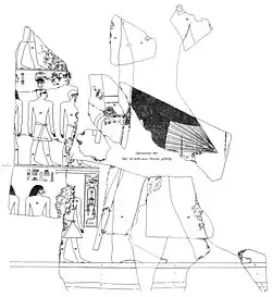 Drawing of a relief of the king with his retinue