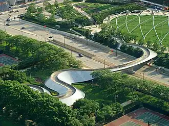 The Frank Gehry–designed BP bridge in Chicago was built for pedestrians.