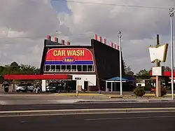 Exterior of the car wash used in the series