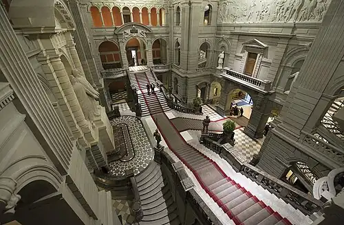 Multiple stairs inside the Federal Palace of Switzerland
