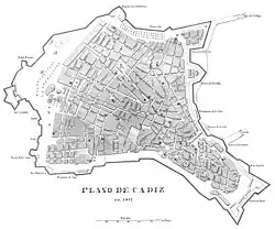 Map of the Spanish city of Cádiz