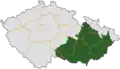 Map indicating the extent of Moravia within the Czech Republic