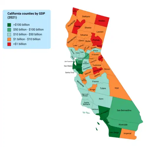 California counties by GDP (2021)[312]